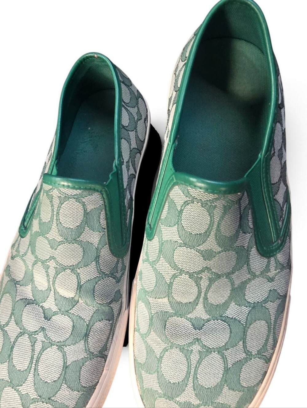 Mens Size 11 Green Jacquard Coach Slip On Skate Shoe